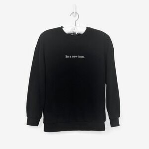Zara Be A New Icon Sweatshirt Size S Black Cotton Blend Casual Minimalist Modern